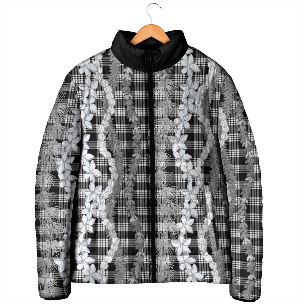 Hawaiian Ohia Lehua Lei Padded Jacket Plaid Palaka Eleele Pattern LT9 - Polynesian Pride