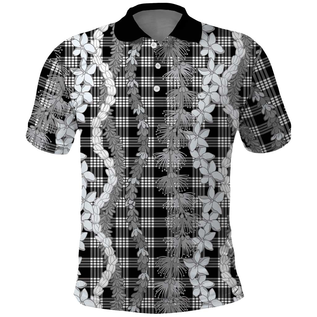Hawaiian Ohia Lehua Lei Polo Shirt Plaid Palaka Eleele Pattern - Polynesian Pride