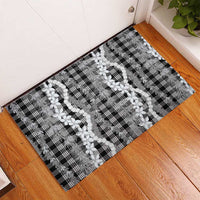 Hawaiian Ohia Lehua Lei Rubber Doormat Plaid Palaka Eleele Pattern LT9 - Polynesian Pride