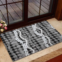 Hawaiian Ohia Lehua Lei Rubber Doormat Plaid Palaka Eleele Pattern LT9 - Polynesian Pride