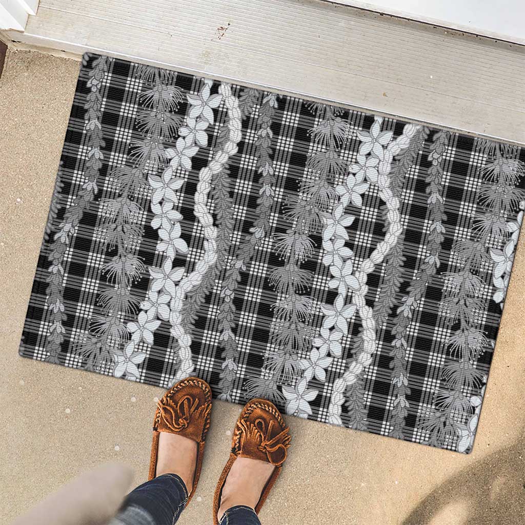 Hawaiian Ohia Lehua Lei Rubber Doormat Plaid Palaka Eleele Pattern LT9 - Polynesian Pride