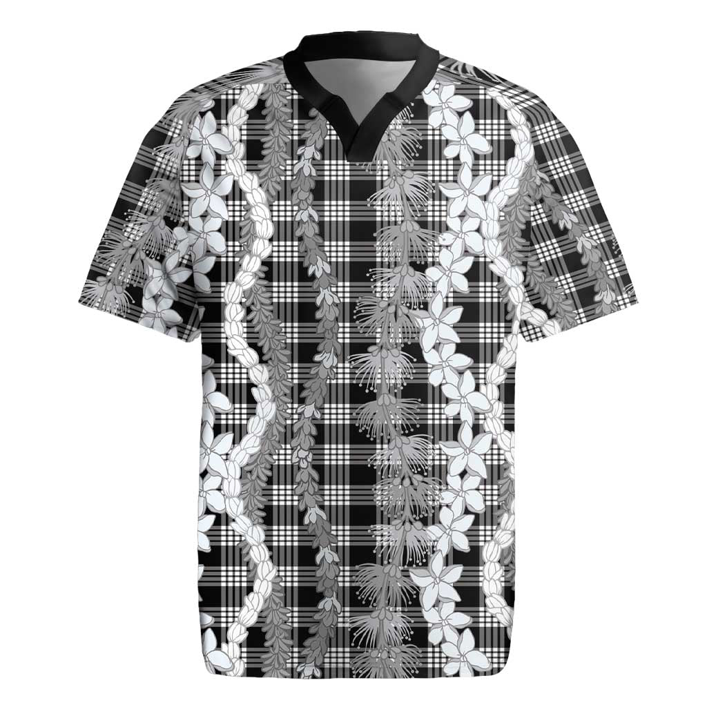 Hawaiian Ohia Lehua Lei Rugby Jersey Plaid Palaka Eleele Pattern - Polynesian Pride