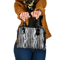 Hawaiian Ohia Lehua Lei Shoulder Handbag Plaid Palaka Eleele Pattern LT9 One Size Black - Polynesian Pride