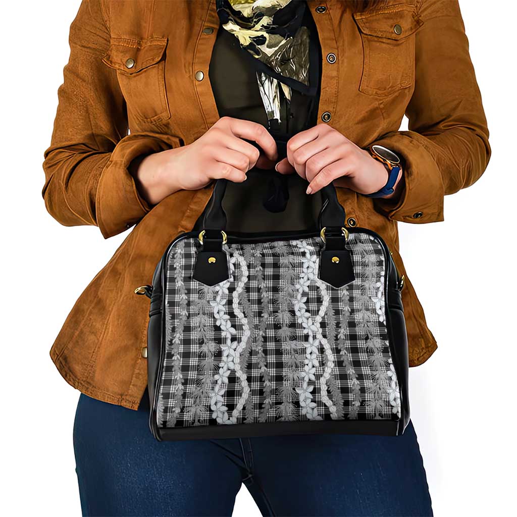 Hawaiian Ohia Lehua Lei Shoulder Handbag Plaid Palaka Eleele Pattern LT9 - Polynesian Pride