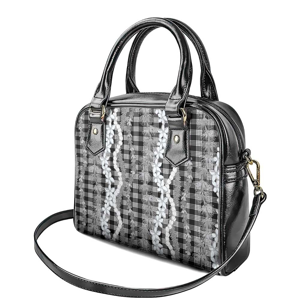 Hawaiian Ohia Lehua Lei Shoulder Handbag Plaid Palaka Eleele Pattern LT9 - Polynesian Pride
