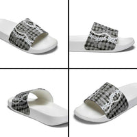 Hawaiian Ohia Lehua Lei Slide Sandals Plaid Palaka Eleele Pattern LT9 - Polynesian Pride