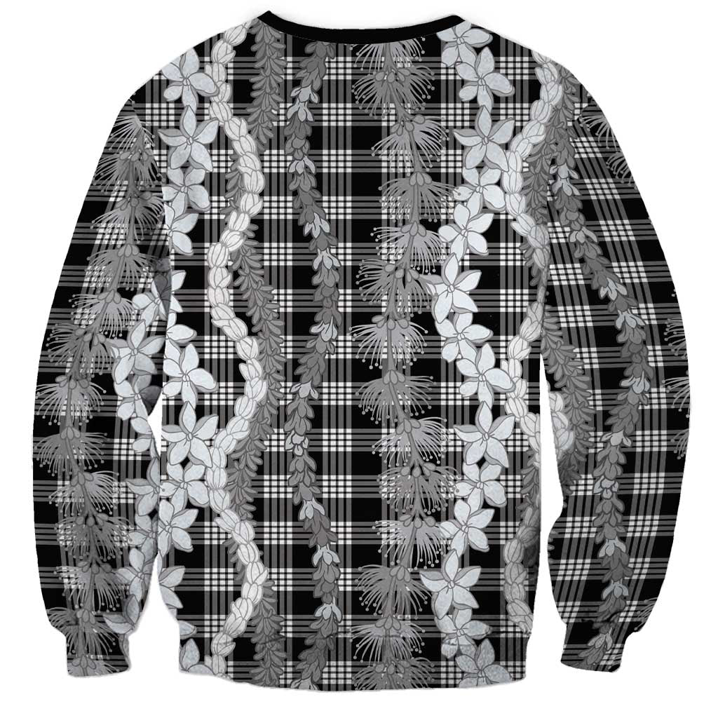 Hawaiian Ohia Lehua Lei Sweatshirt Plaid Palaka Eleele Pattern LT9 - Polynesian Pride