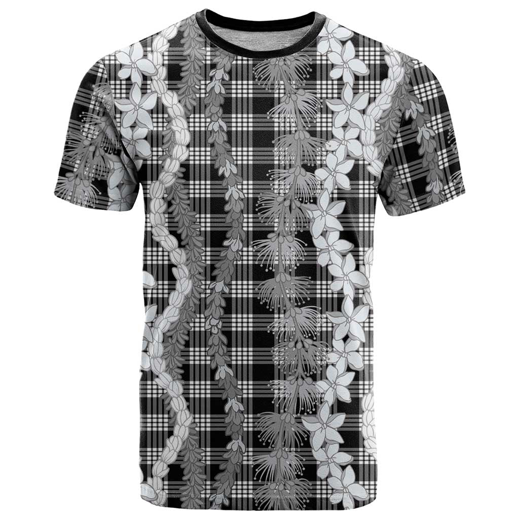Hawaiian Ohia Lehua Lei T Shirt Plaid Palaka Eleele Pattern - Polynesian Pride