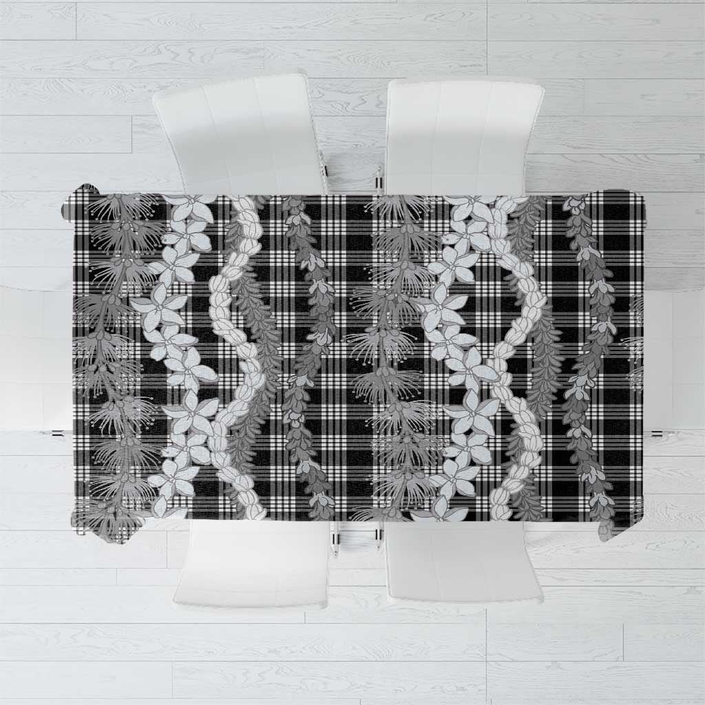 Hawaiian Ohia Lehua Lei Tablecloth Plaid Palaka Eleele Pattern LT9 Black - Polynesian Pride