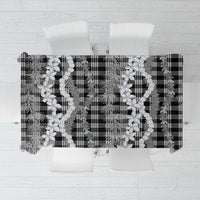 Hawaiian Ohia Lehua Lei Tablecloth Plaid Palaka Eleele Pattern LT9 Black - Polynesian Pride
