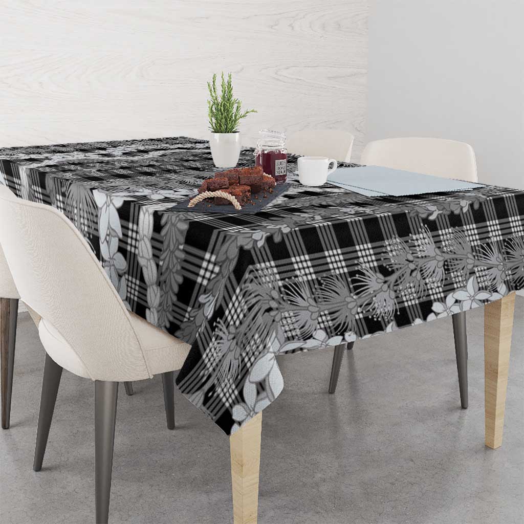 Hawaiian Ohia Lehua Lei Tablecloth Plaid Palaka Eleele Pattern LT9 - Polynesian Pride