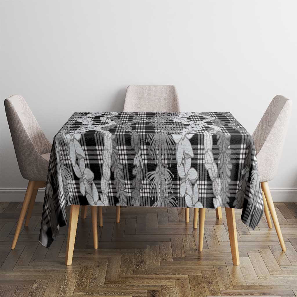 Hawaiian Ohia Lehua Lei Tablecloth Plaid Palaka Eleele Pattern LT9 - Polynesian Pride