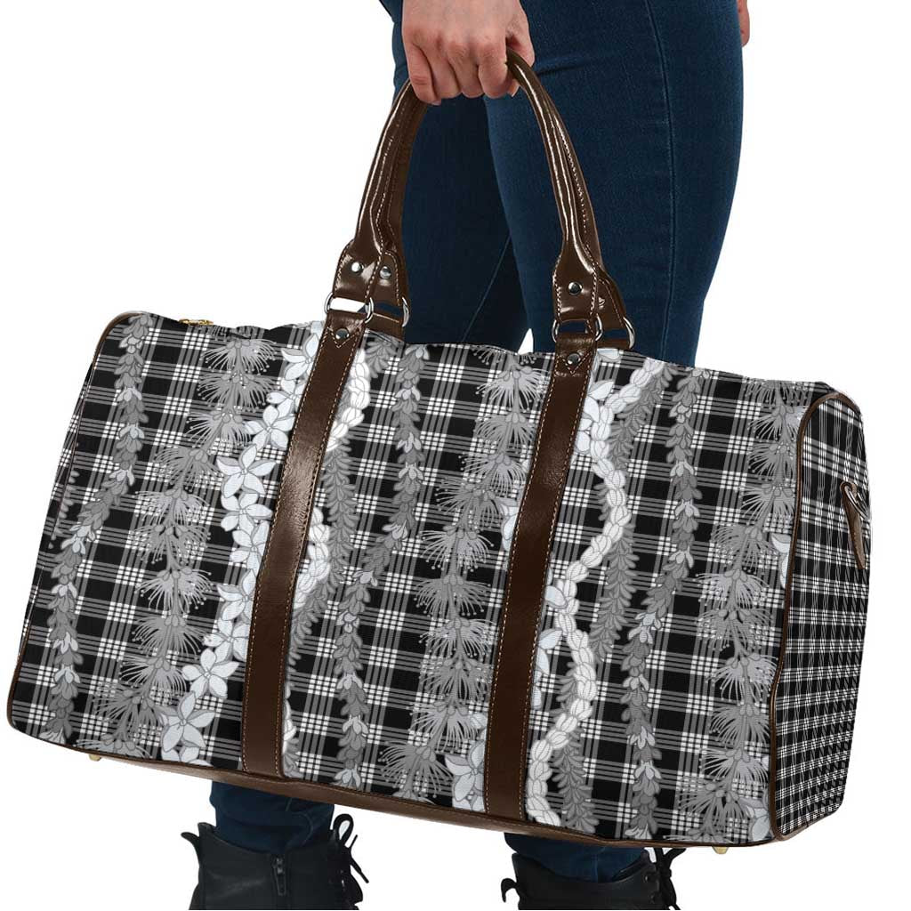 Hawaiian Ohia Lehua Lei Travel Bag Plaid Palaka Eleele Pattern LT9 - Polynesian Pride
