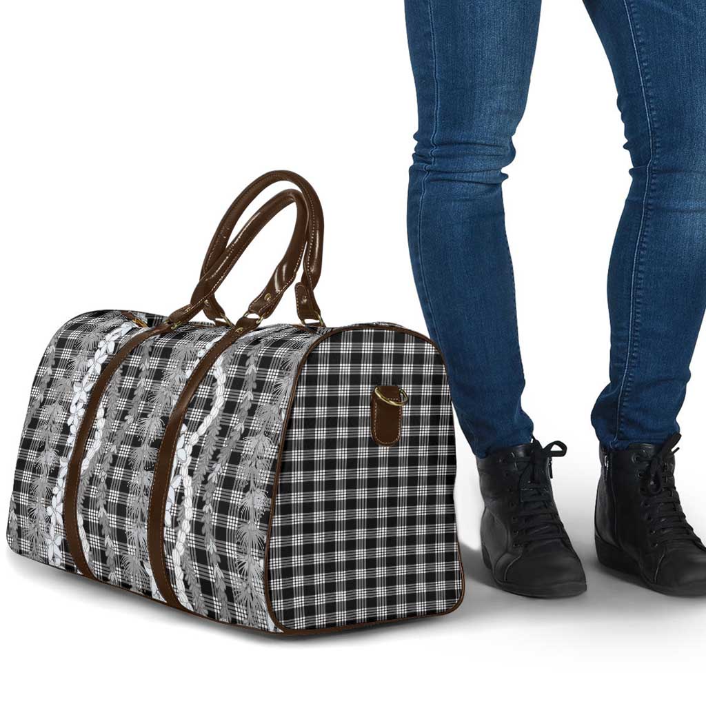 Hawaiian Ohia Lehua Lei Travel Bag Plaid Palaka Eleele Pattern LT9 - Polynesian Pride