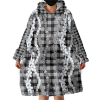 Hawaiian Ohia Lehua Lei Wearable Blanket Hoodie Plaid Palaka Eleele Pattern LT9 - Polynesian Pride
