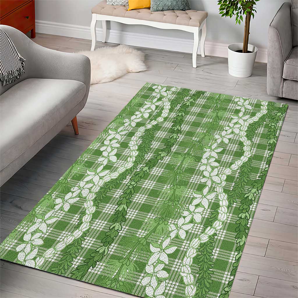 Hawaiian Ohia Lehua Lei Area Rug Plaid Palaka Omaomao Pattern - Polynesian Pride