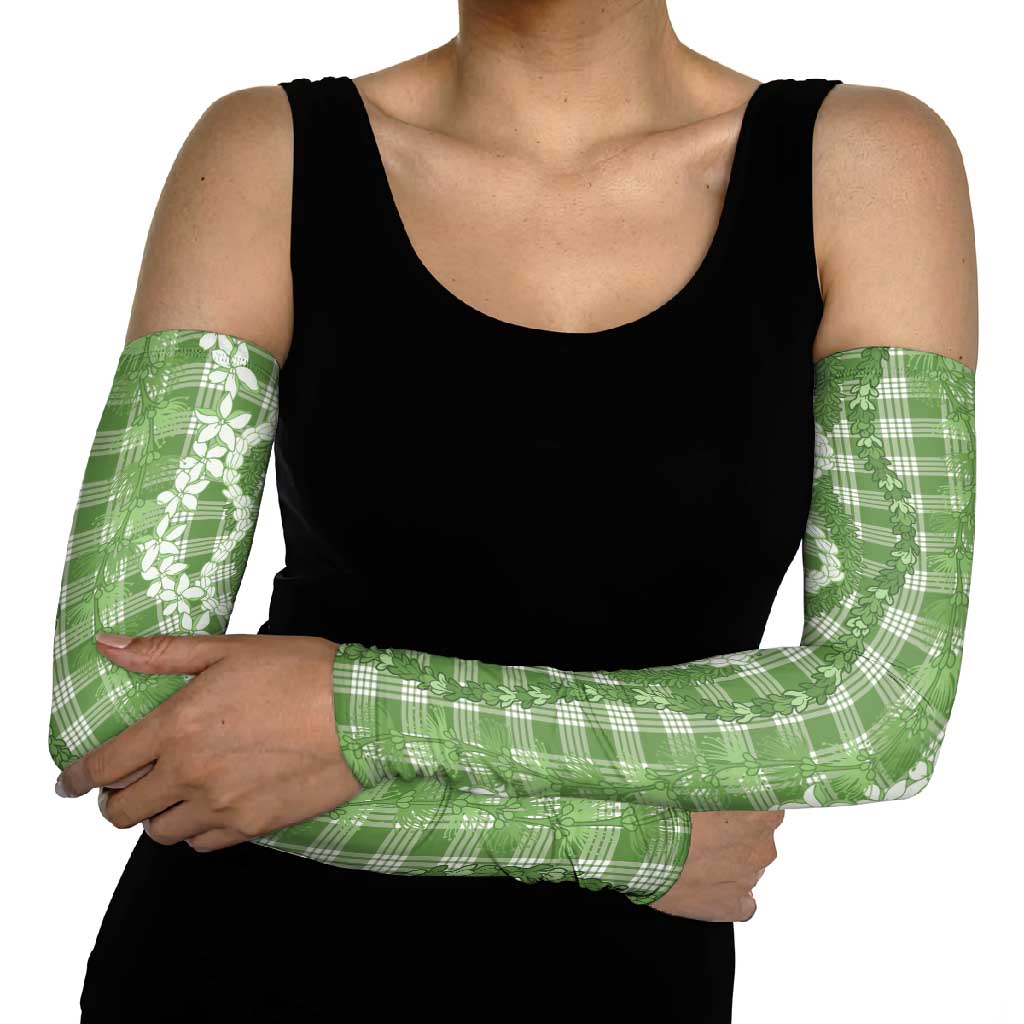 Hawaiian Ohia Lehua Lei Arm Sleeves Plaid Palaka Omaomao Pattern LT9 - Polynesian Pride