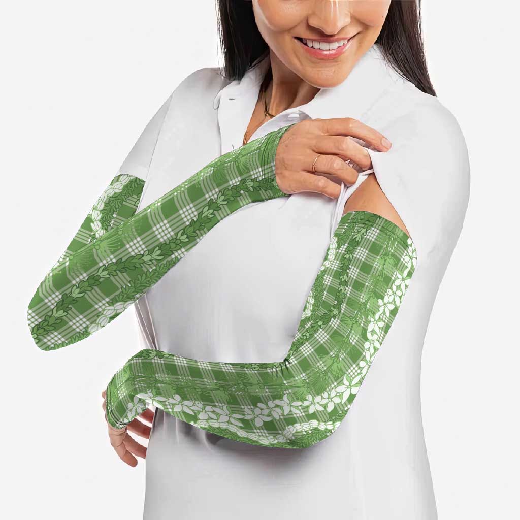 Hawaiian Ohia Lehua Lei Arm Sleeves Plaid Palaka Omaomao Pattern LT9 - Polynesian Pride
