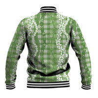 Hawaiian Ohia Lehua Lei Baseball Jacket Plaid Palaka Omaomao Pattern LT9 - Polynesian Pride