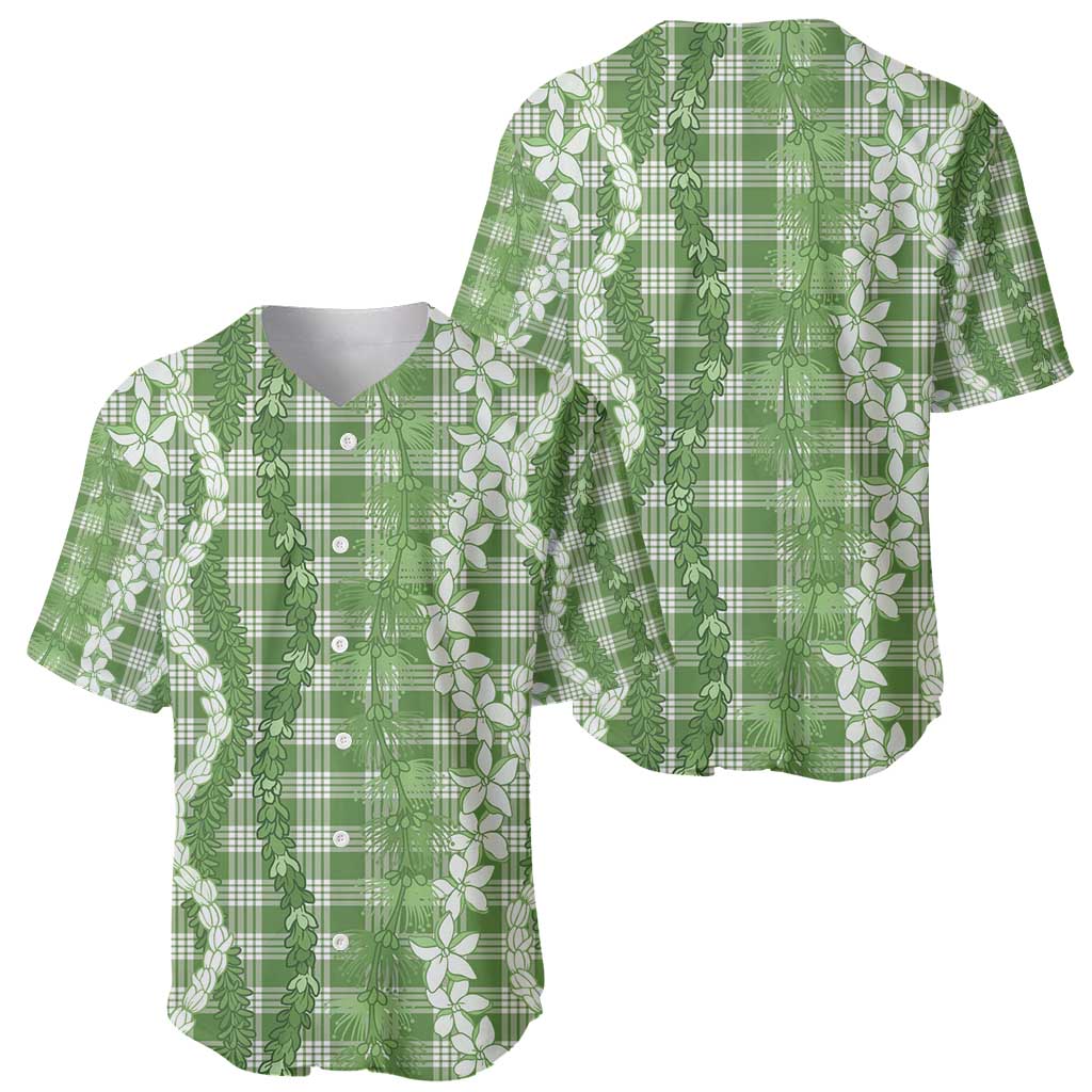 Hawaiian Ohia Lehua Lei Baseball Jersey Plaid Palaka Omaomao Pattern - Polynesian Pride