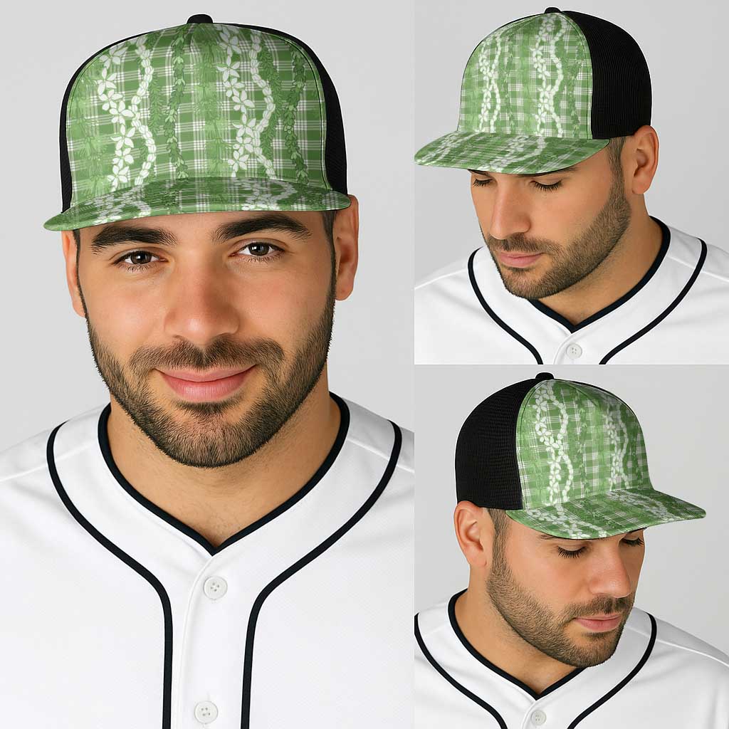 Hawaiian Ohia Lehua Lei Baseball Net Cap Plaid Palaka Omaomao Pattern - Polynesian Pride