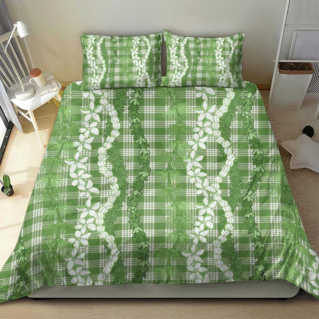 Hawaiian Ohia Lehua Lei Bedding Set Plaid Palaka Omaomao Pattern - Polynesian Pride