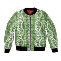Hawaiian Ohia Lehua Lei Bomber Jacket Plaid Palaka Omaomao Pattern LT9 Unisex Green - Polynesian Pride