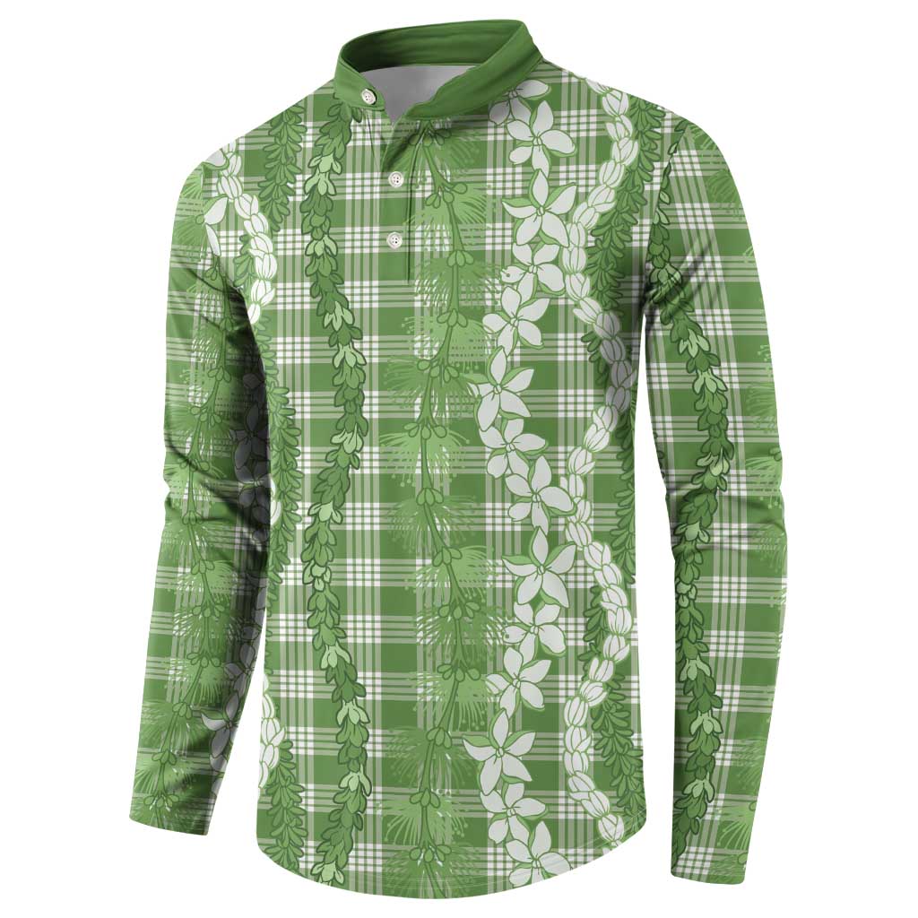 Hawaiian Ohia Lehua Lei Button Sweatshirt Plaid Palaka Omaomao Pattern LT9 - Polynesian Pride