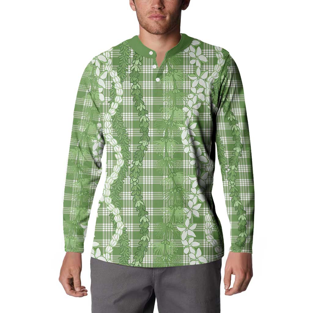 Hawaiian Ohia Lehua Lei Button Sweatshirt Plaid Palaka Omaomao Pattern LT9 - Polynesian Pride
