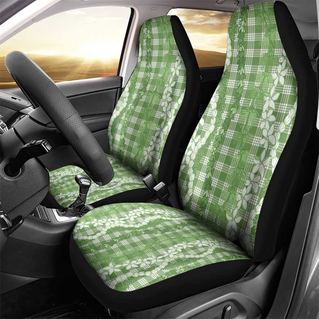 Hawaiian Ohia Lehua Lei Car Seat Cover Plaid Palaka Omaomao Pattern - Polynesian Pride