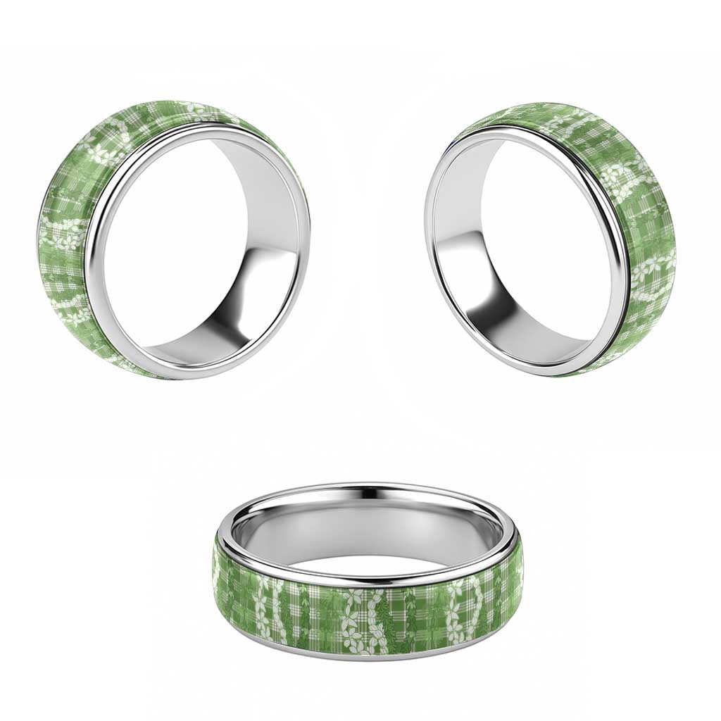 Hawaiian Ohia Lehua Lei Classic Ring Plaid Palaka Omaomao Pattern - Polynesian Pride