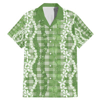 Hawaiian Ohia Lehua Lei Family Matching Mermaid Dress and Hawaiian Shirt Plaid Palaka Omaomao Pattern - Polynesian Pride