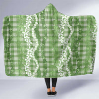 Hawaiian Ohia Lehua Lei Hooded Blanket Plaid Palaka Omaomao Pattern LT9 One Size Green - Polynesian Pride