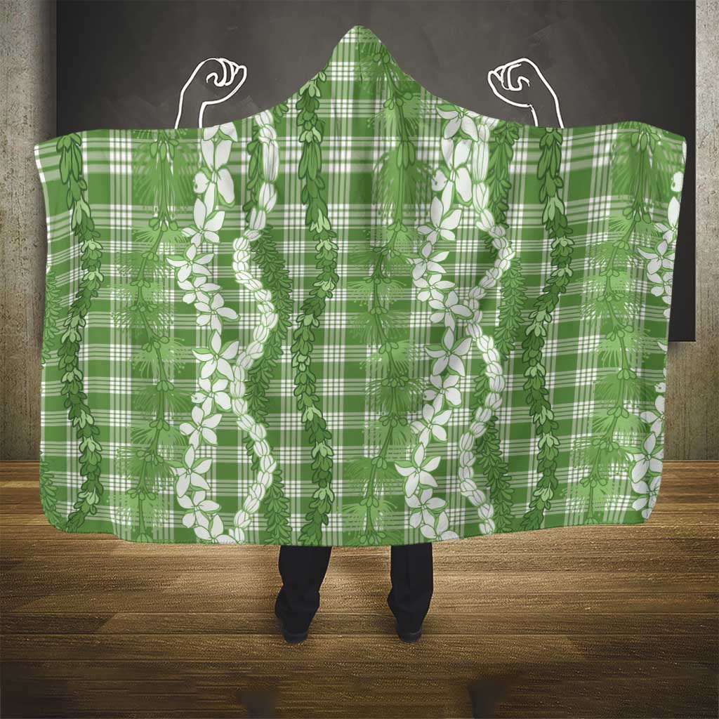 Hawaiian Ohia Lehua Lei Hooded Blanket Plaid Palaka Omaomao Pattern LT9 - Polynesian Pride