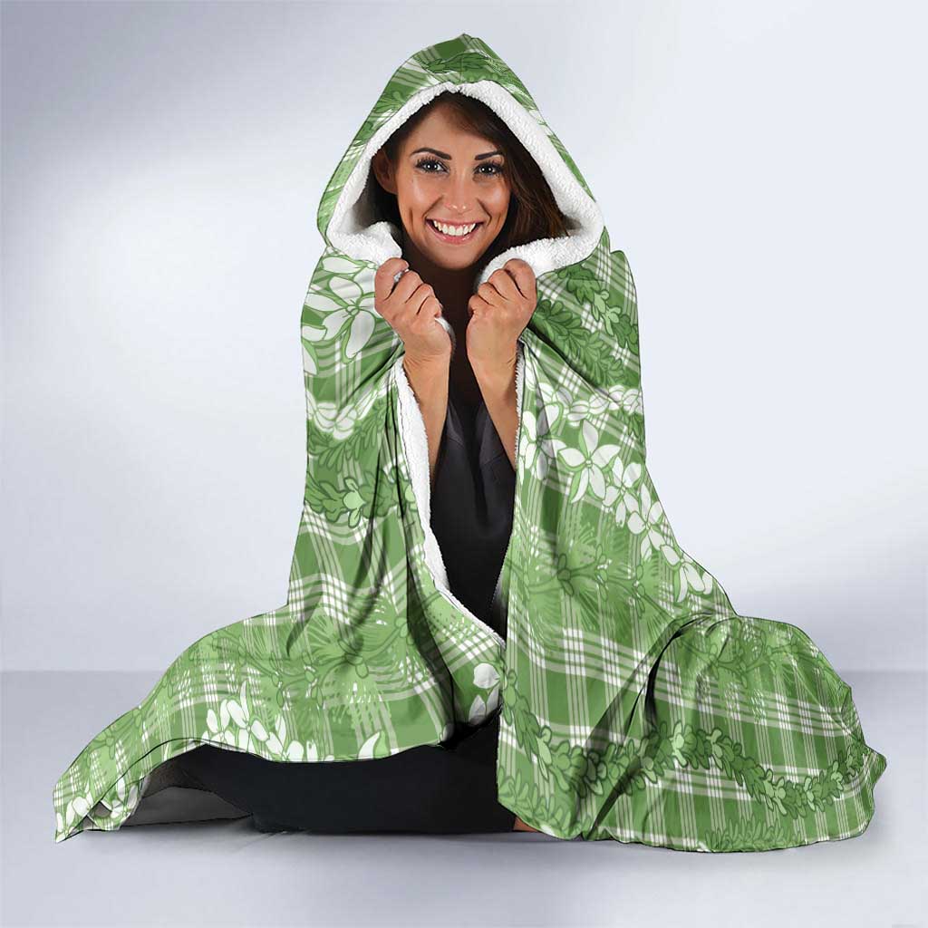 Hawaiian Ohia Lehua Lei Hooded Blanket Plaid Palaka Omaomao Pattern LT9 - Polynesian Pride