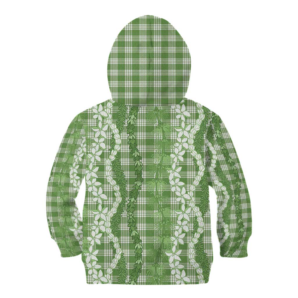 Hawaiian Ohia Lehua Lei Kid Hoodie Plaid Palaka Omaomao Pattern - Polynesian Pride