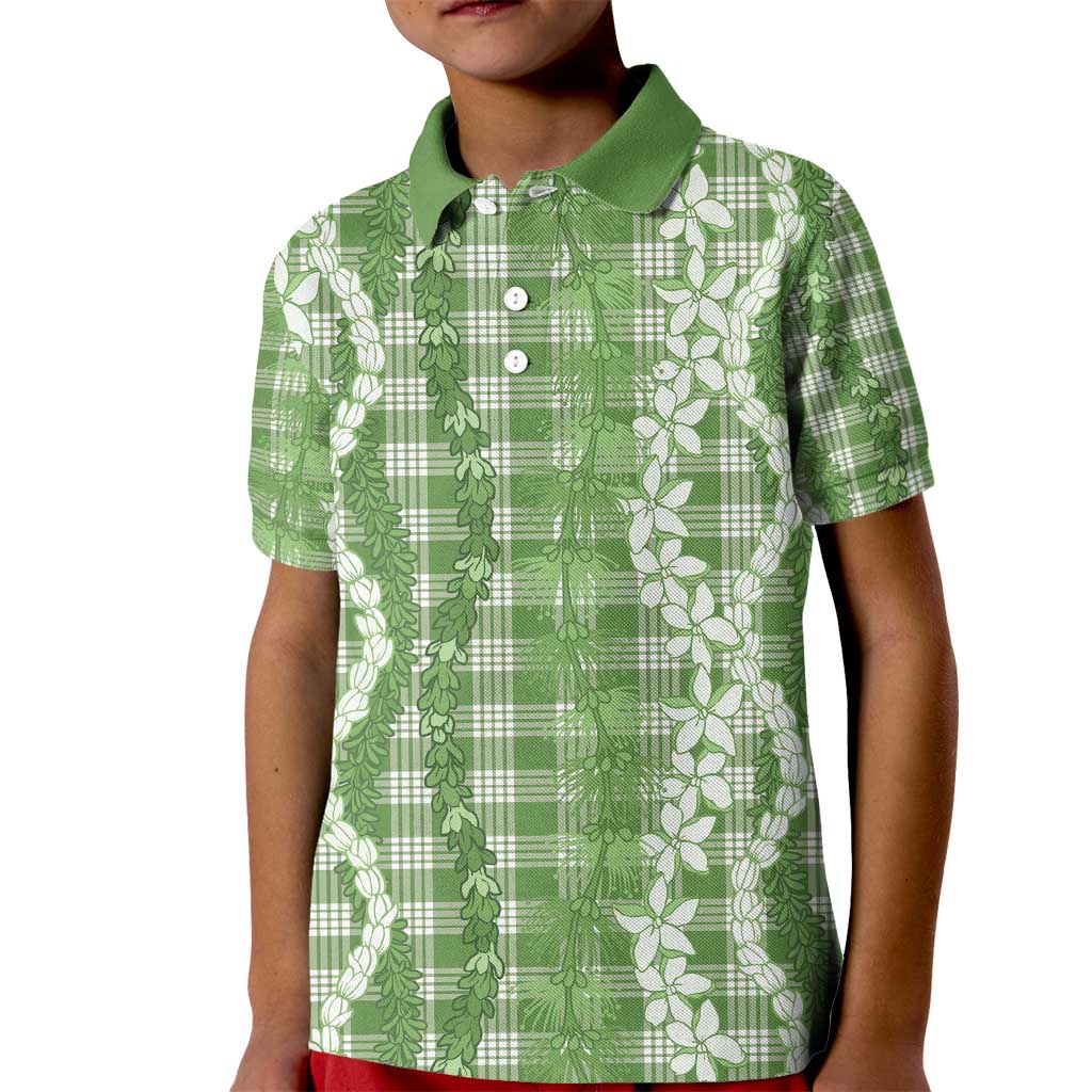 Hawaiian Ohia Lehua Lei Kid Polo Shirt Plaid Palaka Omaomao Pattern - Polynesian Pride