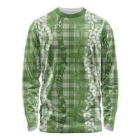 Hawaiian Ohia Lehua Lei Long Sleeve Shirt Plaid Palaka Omaomao Pattern LT9 Unisex Green - Polynesian Pride