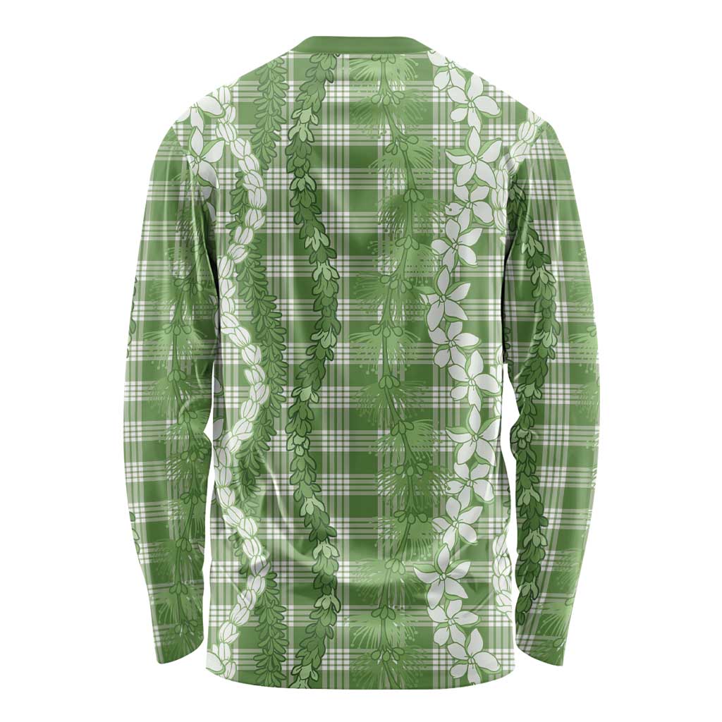 Hawaiian Ohia Lehua Lei Long Sleeve Shirt Plaid Palaka Omaomao Pattern LT9 - Polynesian Pride