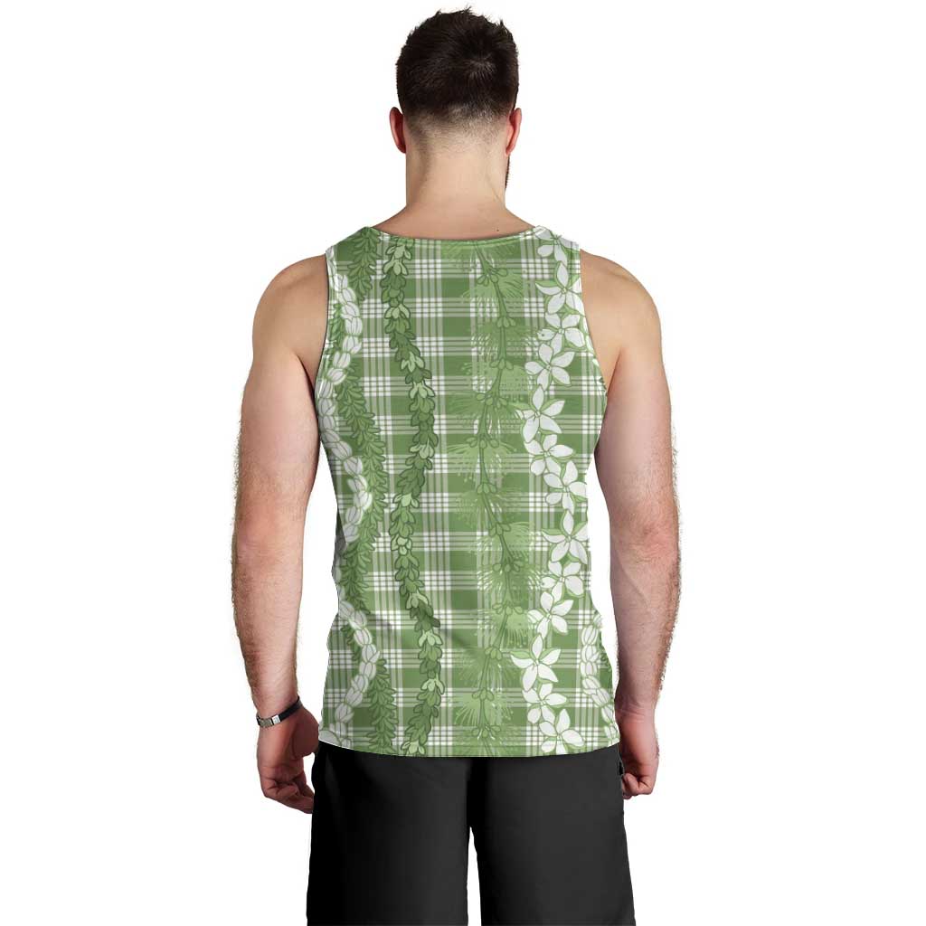 Hawaiian Ohia Lehua Lei Men Tank Top Plaid Palaka Omaomao Pattern LT9 - Polynesian Pride