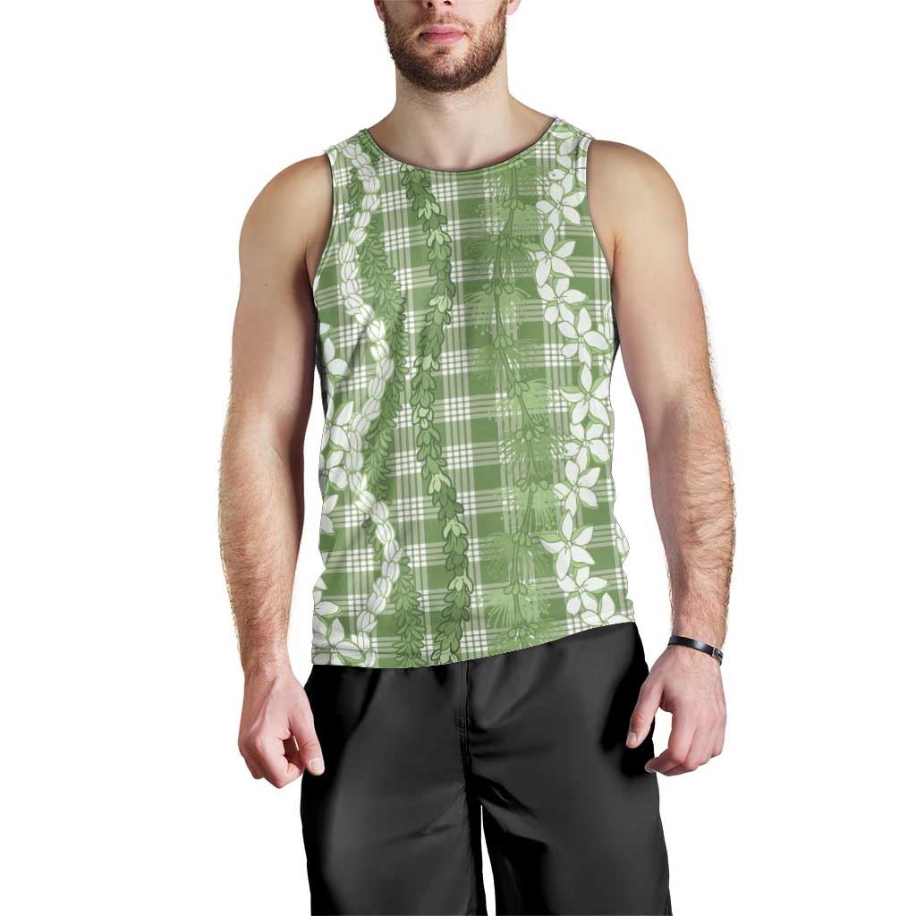 Hawaiian Ohia Lehua Lei Men Tank Top Plaid Palaka Omaomao Pattern LT9 - Polynesian Pride