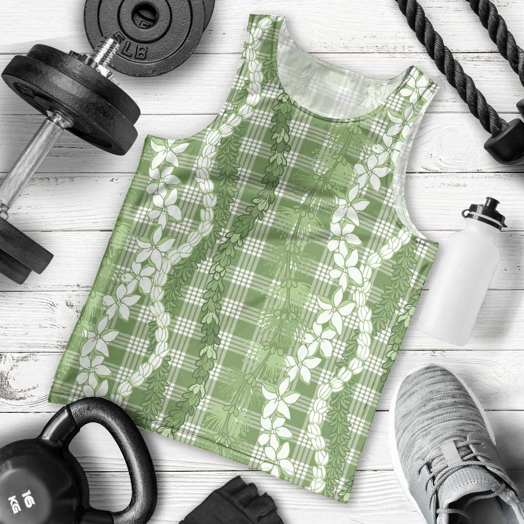 Hawaiian Ohia Lehua Lei Men Tank Top Plaid Palaka Omaomao Pattern LT9 - Polynesian Pride
