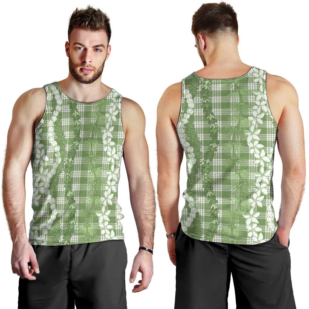 Hawaiian Ohia Lehua Lei Men Tank Top Plaid Palaka Omaomao Pattern LT9 - Polynesian Pride