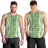 Hawaiian Ohia Lehua Lei Men Tank Top Plaid Palaka Omaomao Pattern LT9 - Polynesian Pride