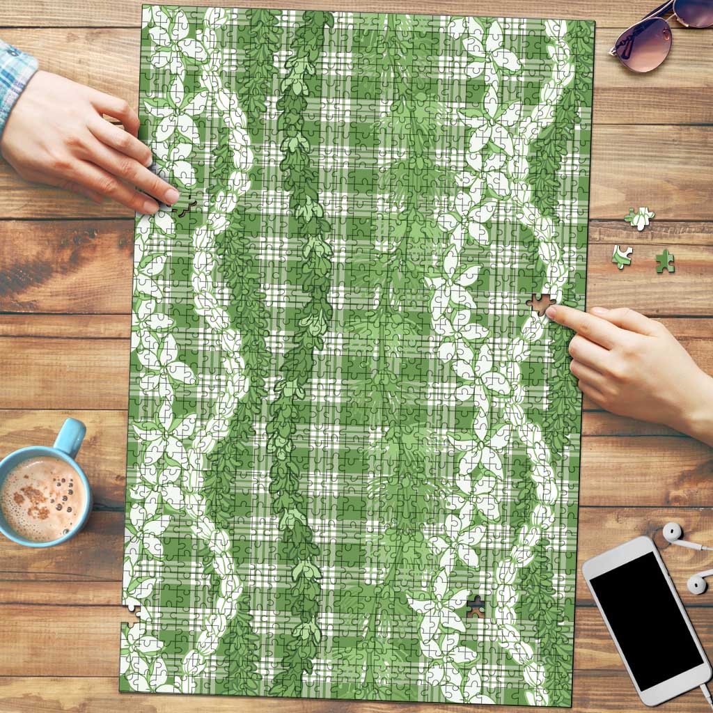 Hawaiian Ohia Lehua Lei Puzzle Plaid Palaka Omaomao Pattern LT9 Green - Polynesian Pride