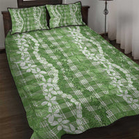 Hawaiian Ohia Lehua Lei Quilt Bed Set Plaid Palaka Omaomao Pattern - Polynesian Pride