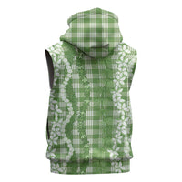 Hawaiian Ohia Lehua Lei Sleeveless Hoodie Plaid Palaka Omaomao Pattern LT9 - Polynesian Pride