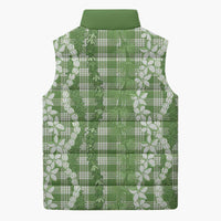 Hawaiian Ohia Lehua Lei Sleeveless Puffer Jacket Plaid Palaka Omaomao Pattern LT9 - Polynesian Pride