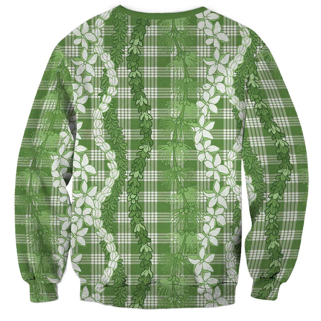 Hawaiian Ohia Lehua Lei Sweatshirt Plaid Palaka Omaomao Pattern LT9 - Polynesian Pride