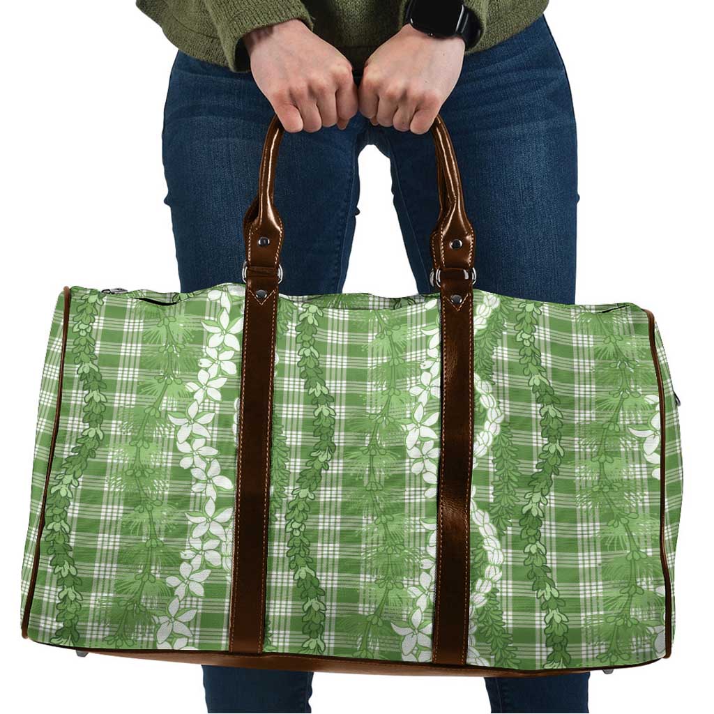 Hawaiian Ohia Lehua Lei Travel Bag Plaid Palaka Omaomao Pattern LT9 Green - Polynesian Pride